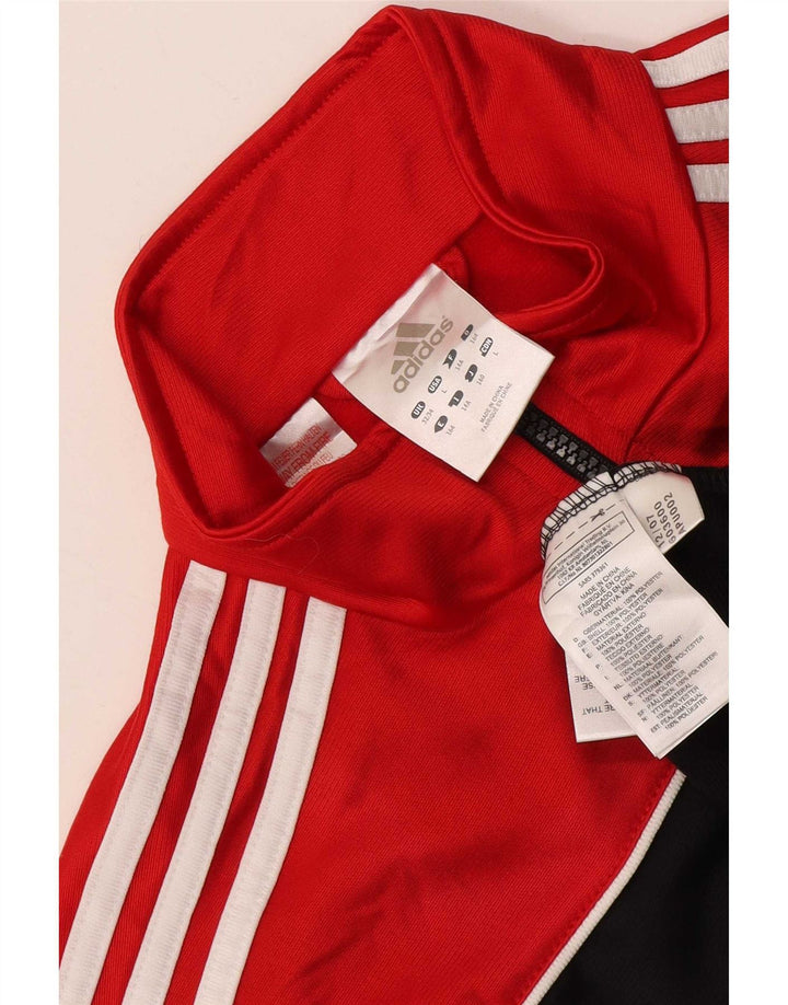 Adidas Boys Tracksuit Top Jacket 13-14 Years Black Colourblock Polyester