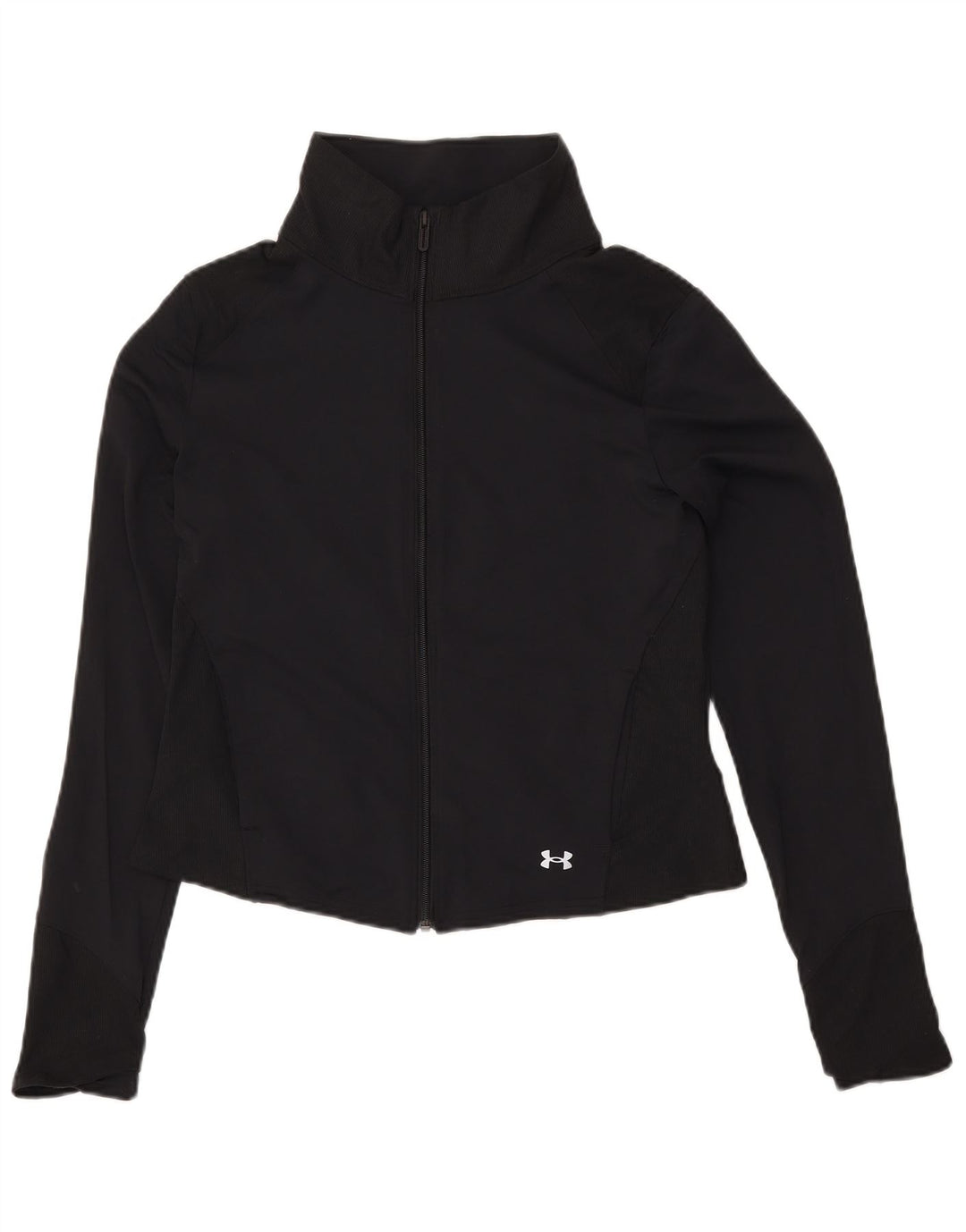 UNDER ARMOUR Womens Crop Tracksuit Top Jacket UK 14 Large Black Nylon