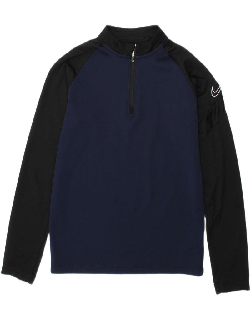 NIKE Boys Dri Fit Pullover Tracksuit Top 8-9 Years Small Navy Blue Vintage Nike and Second-Hand Nike from Messina Hembry 