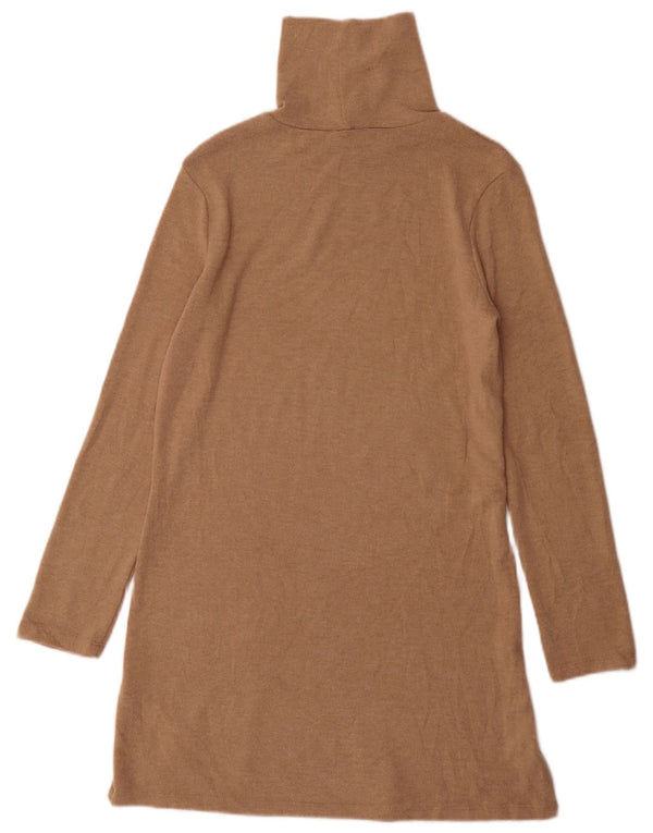 Zara Womens Roll Neck Jumper Dress UK 8 Small Brown Polyester