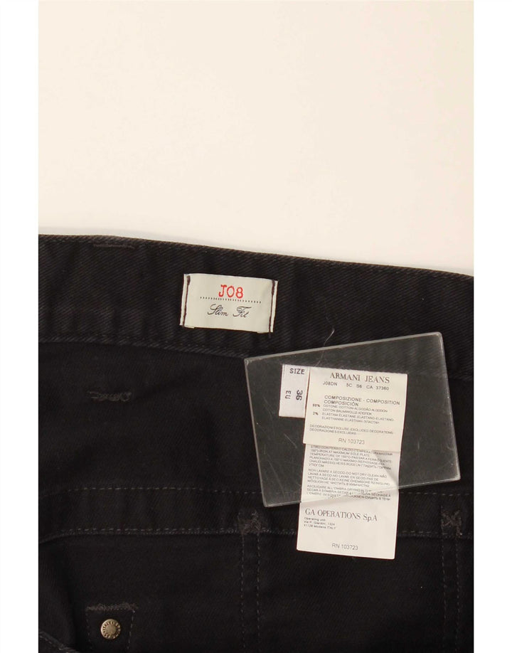 Armani Mens J08 Slim Jeans W36 L30 Black Cotton