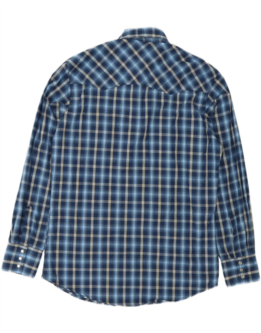 Wrangler Mens Flannel Shirt Medium Navy Blue Check Cotton