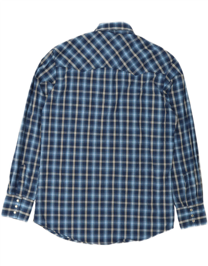 Wrangler Mens Flannel Shirt Medium Navy Blue Check Cotton