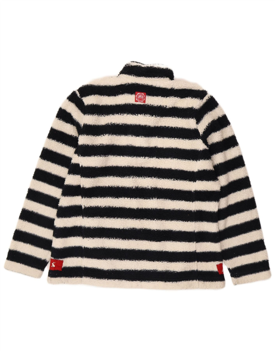 Joules Womens Oversized Fleece Jumper UK 14 Large Black Striped Polyester