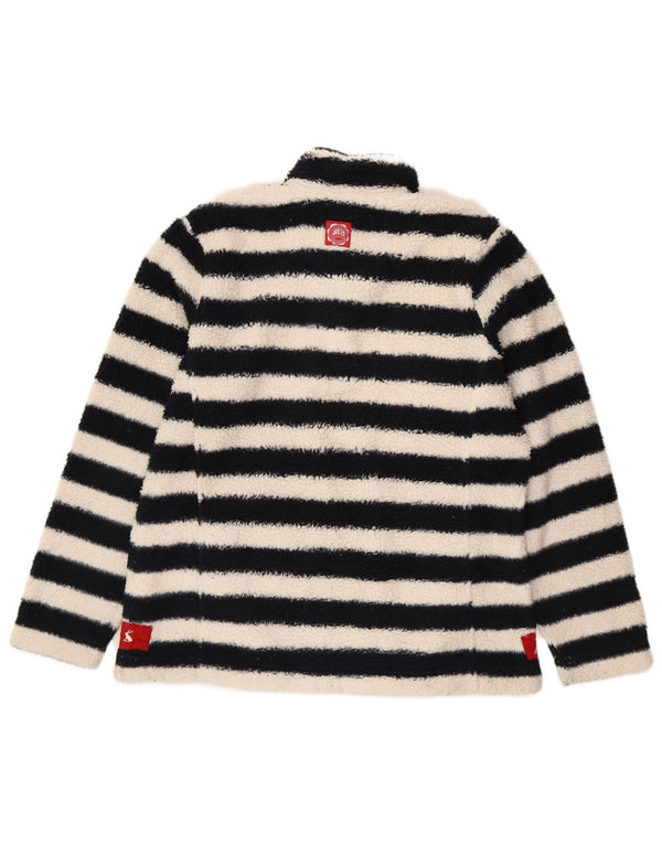 Joules Womens Oversized Fleece Jumper UK 14 Large Black Striped Polyester