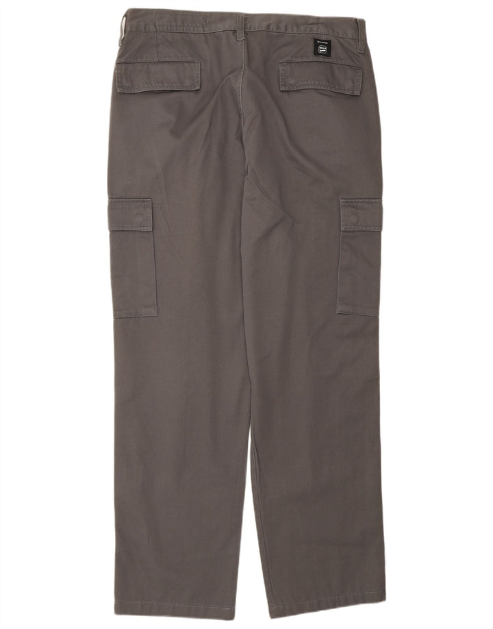 Gas Mens Straight Cargo Trousers W36 L31 Grey Cotton