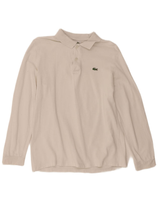 Lacoste Mens Long Sleeve Polo Shirt Size 4 Medium White Cotton
