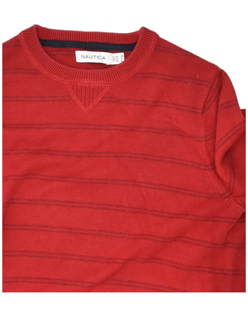 NAUTICA Mens Crew Neck Jumper Sweater Small Red Striped Cotton | Vintage Nautica | Thrift | Second-Hand Nautica | Used Clothing | Messina Hembry 