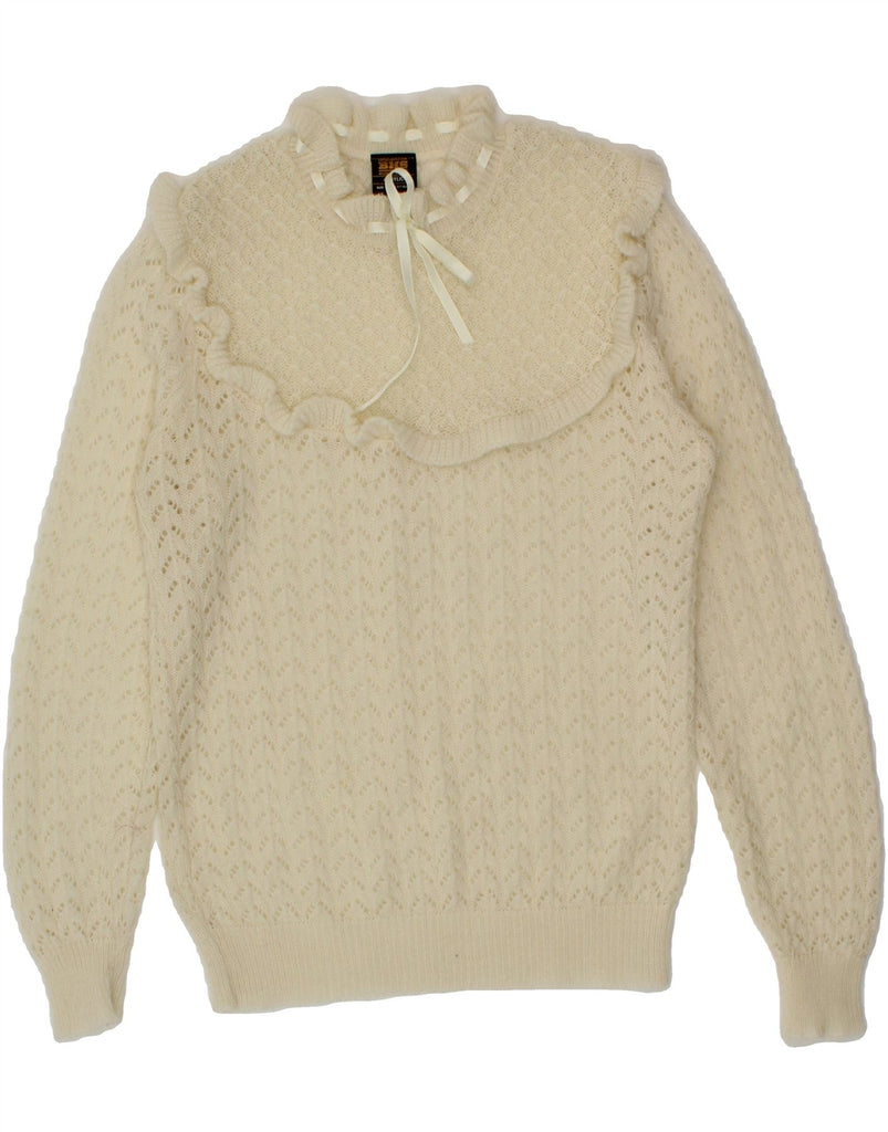 BHS Womens See Through Crew Neck Jumper Sweater UK 12 Medium  Off White Vintage Bhs and Second-Hand Bhs from Messina Hembry 