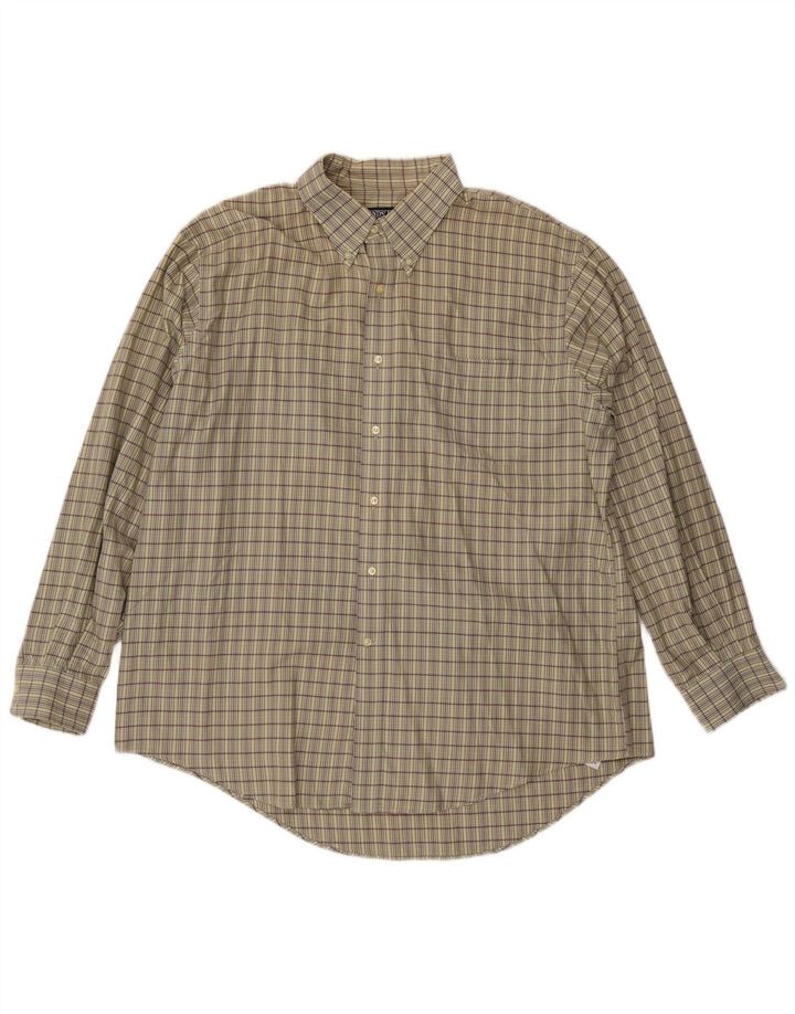 LANDS END Mens Shirt 2XL Beige Check