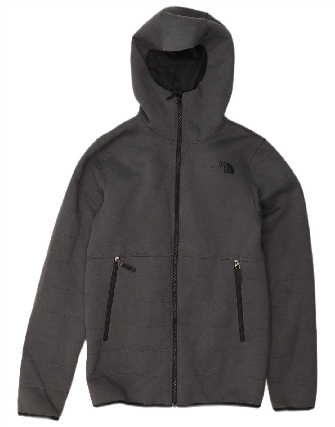 The North Face Mens Hooded Padded Jacket UK 34 XS Grey Polyester