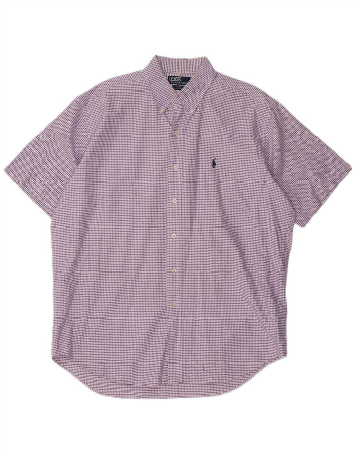 POLO RALPH LAUREN Mens Blake Short Sleeve Shirt Large Purple Gingham
