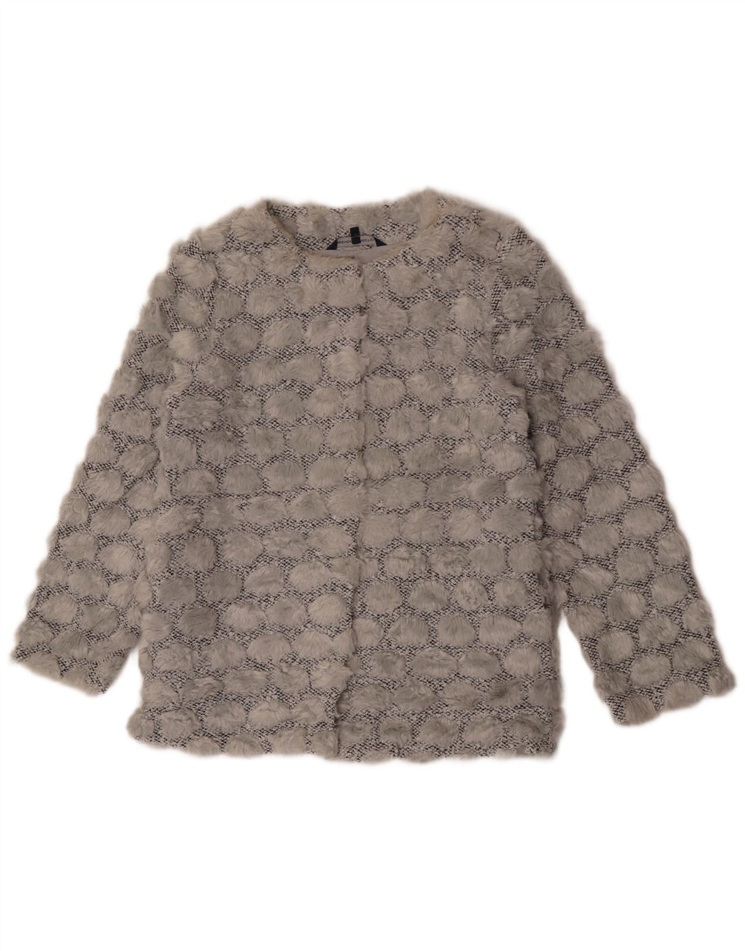 French Connection Womens Faux Fur Blazer Jacket UK 8 Small  Grey Polyester