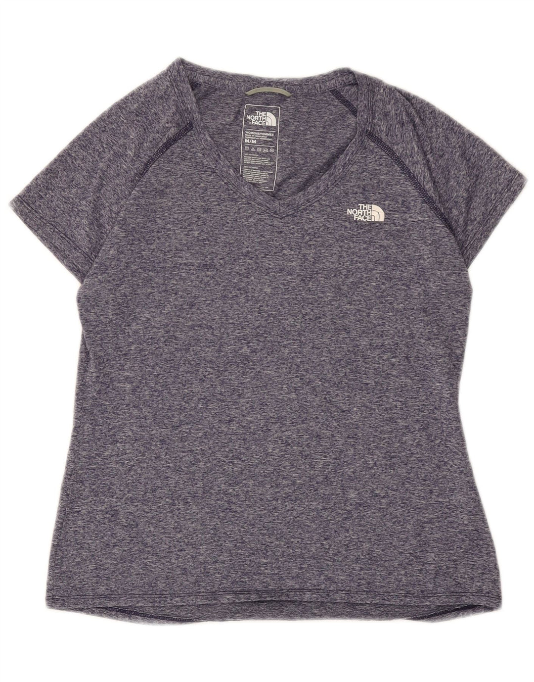 The North Face Womens T-Shirt Top UK 12 Medium Navy Blue Flecked Polyester