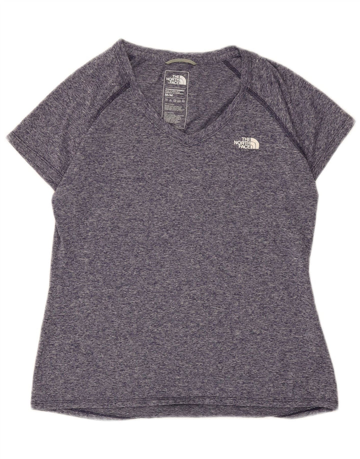 The North Face Womens T-Shirt Top UK 12 Medium Navy Blue Flecked Polyester
