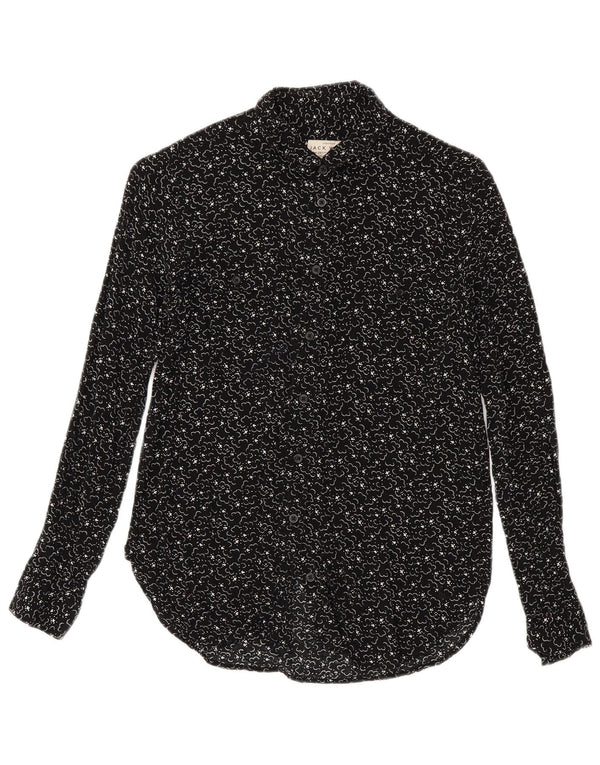 Jack Wills Womens Boyfriend Fit Long Sleeve Shirt UK 6 XS Black Geometric