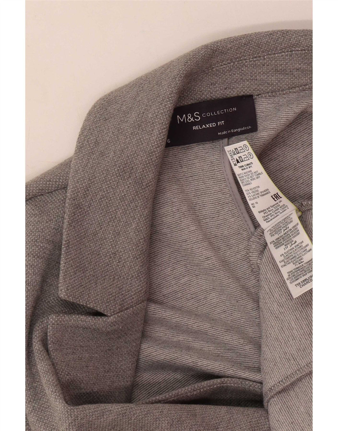 Marks & Spencer Womens Relaxed Fit Blazer Jacket UK 6 XS Grey Polyester
