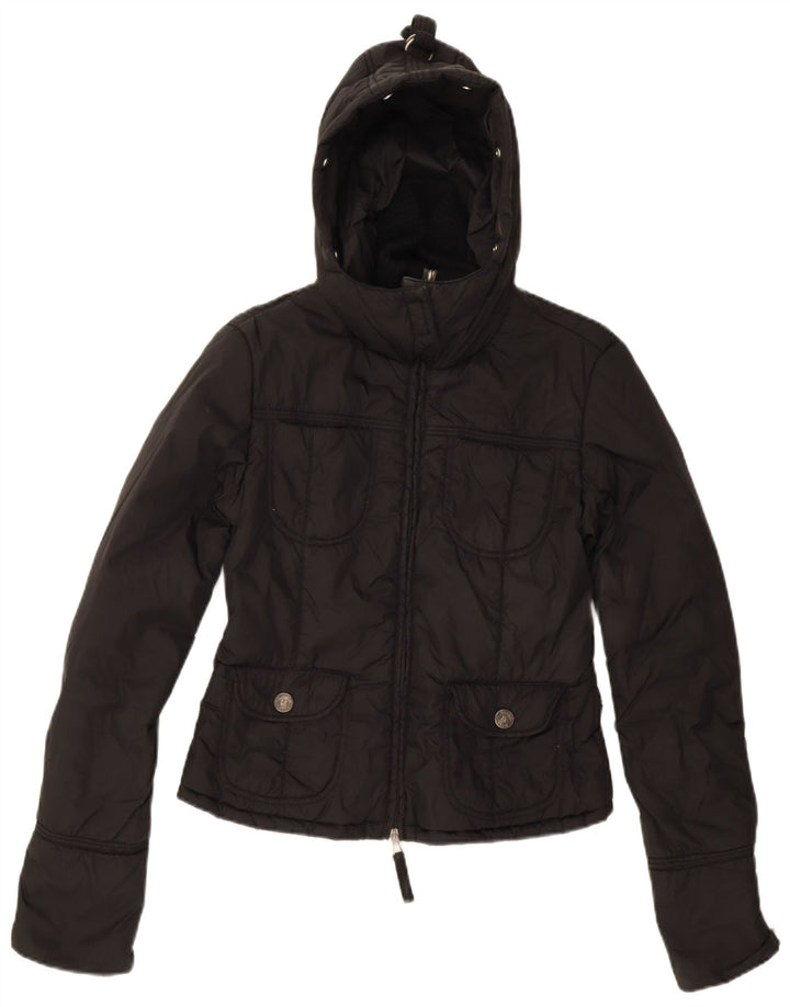 Max & Co. Womens Hooded Padded Jacket UK 12 Medium Black Polyamide