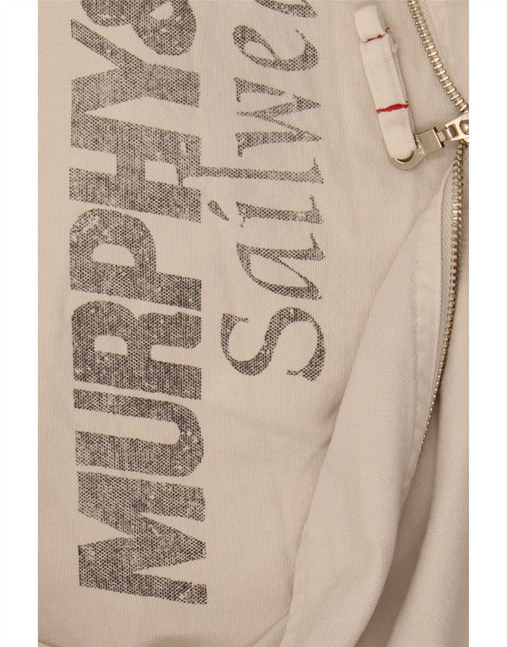 Murphy & Nye Mens Graphic Bomber Jacket UK 40 Large Beige Cotton