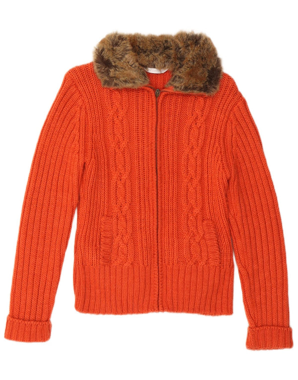 PROMOD Womens Cardigan Sweater UK 12 Medium Orange Wool