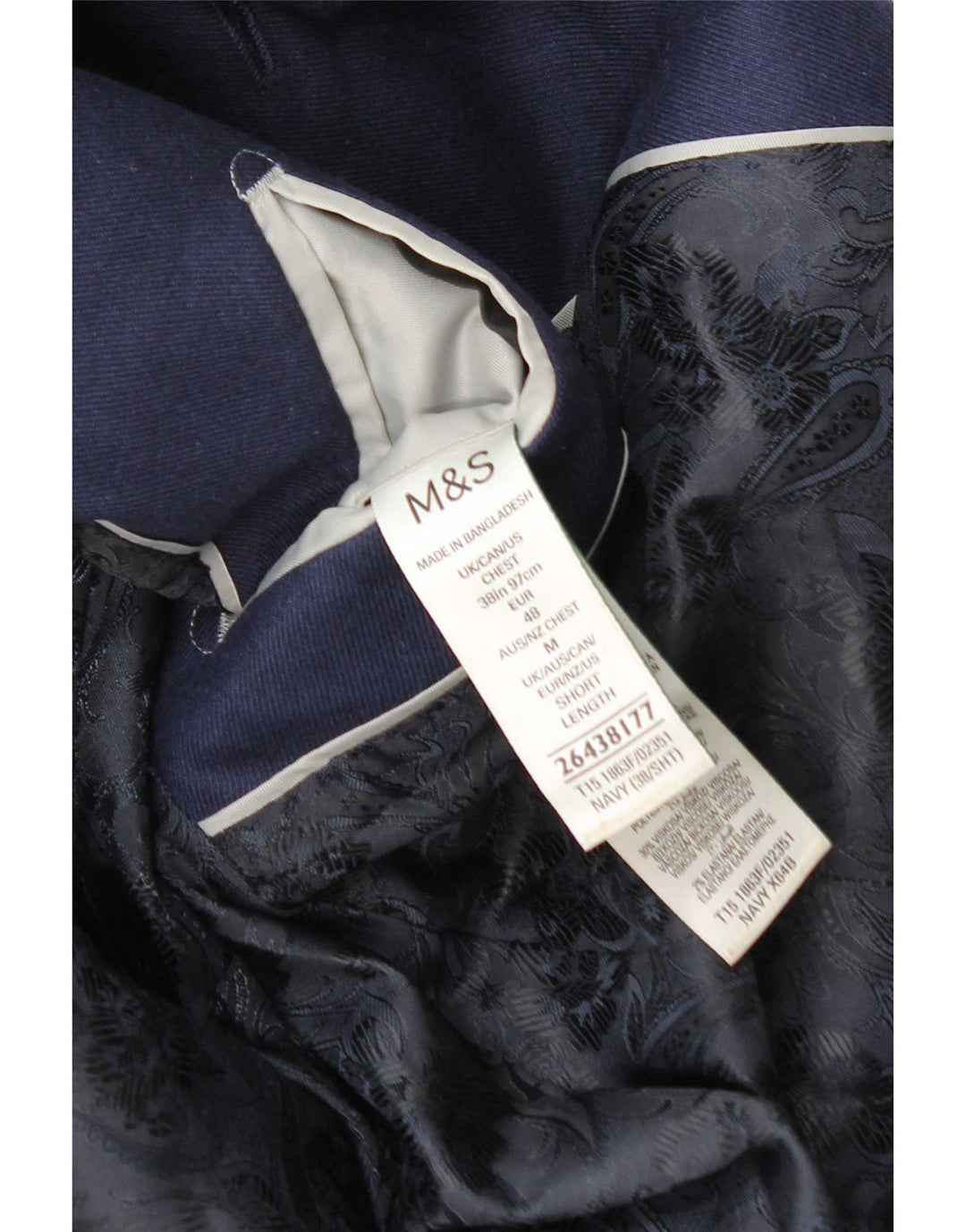 Marks & Spencer Mens 2 Button Blazer Jacket UK 38/40 Medium Navy Blue