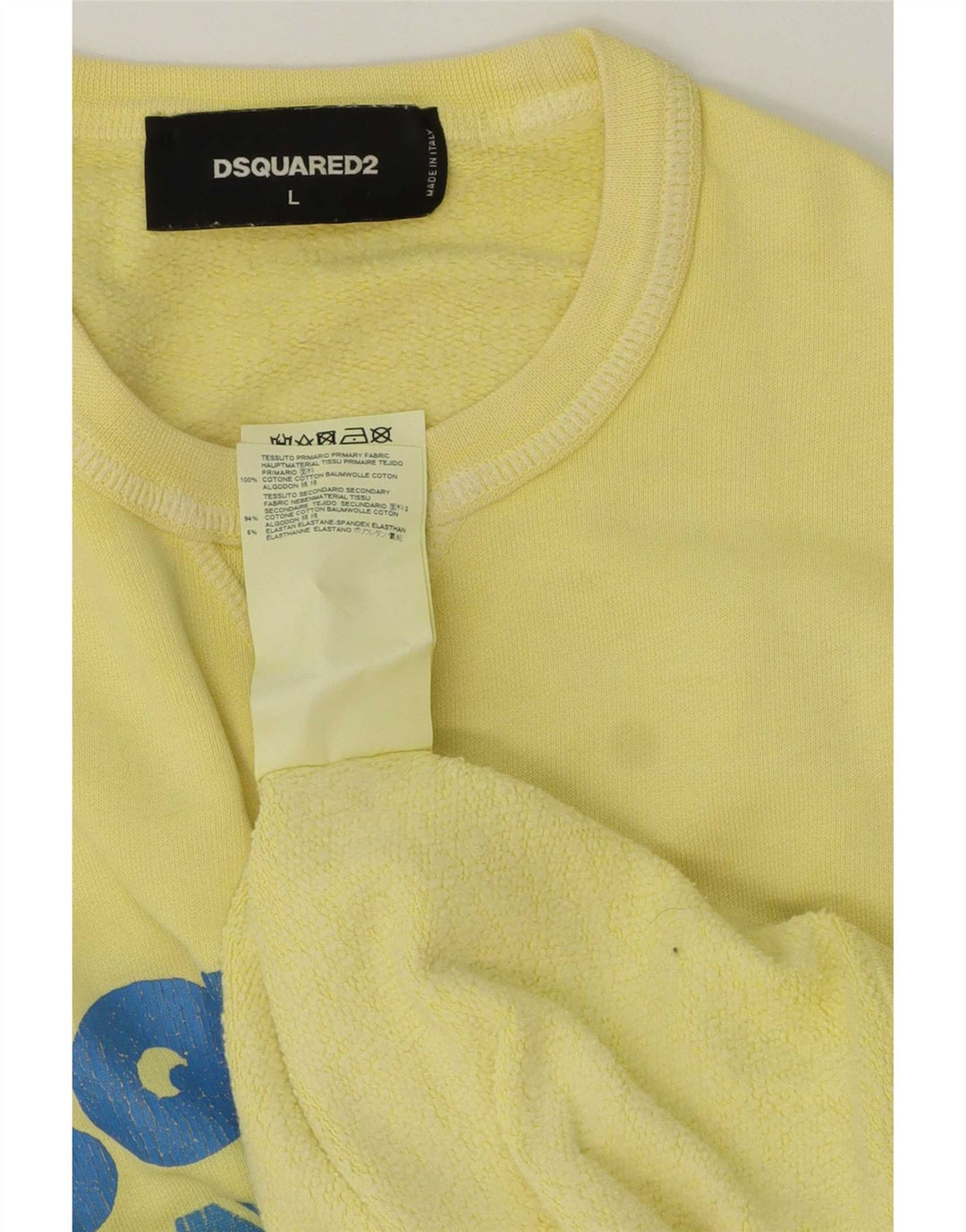 Dsquared2 Mens Graphic Sweatshirt Jumper Large Yellow Cotton