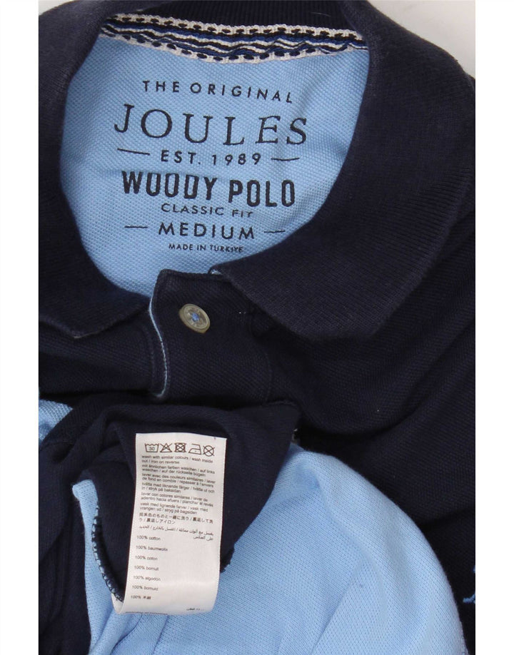 Jules Mens Short Sleeve Polo Shirt Medium Navy Blue Colourblock Cotton