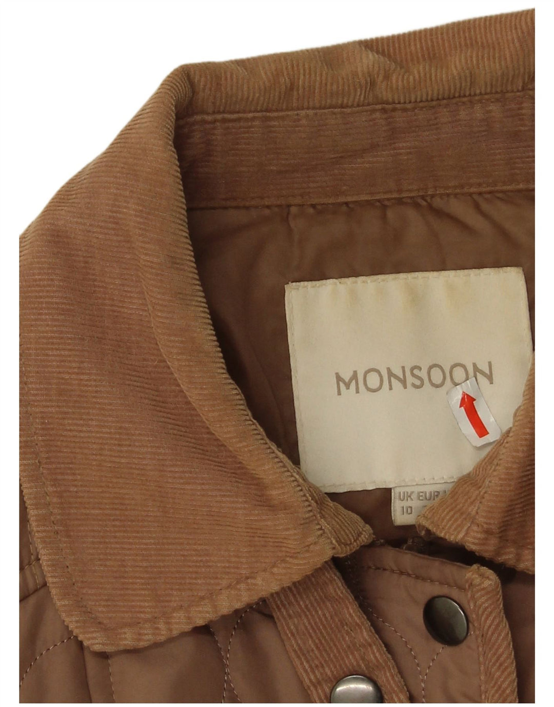 Monsoon Womens Quilted Jacket UK 10 Small Brown Polyester