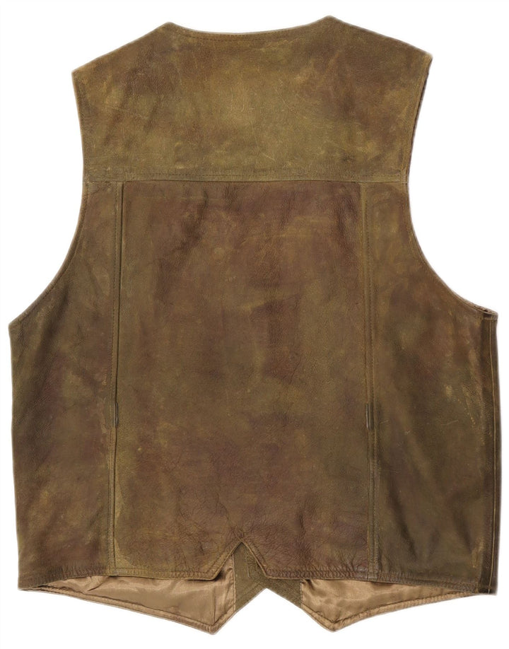 Parforce Mens Leather Waistcoat Medium Khaki Leather