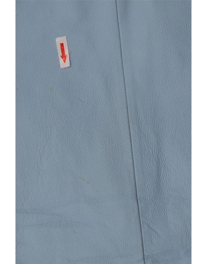 Vintage Womens 2 Button Leather Blazer Jacket UK 16 Large Blue Leather