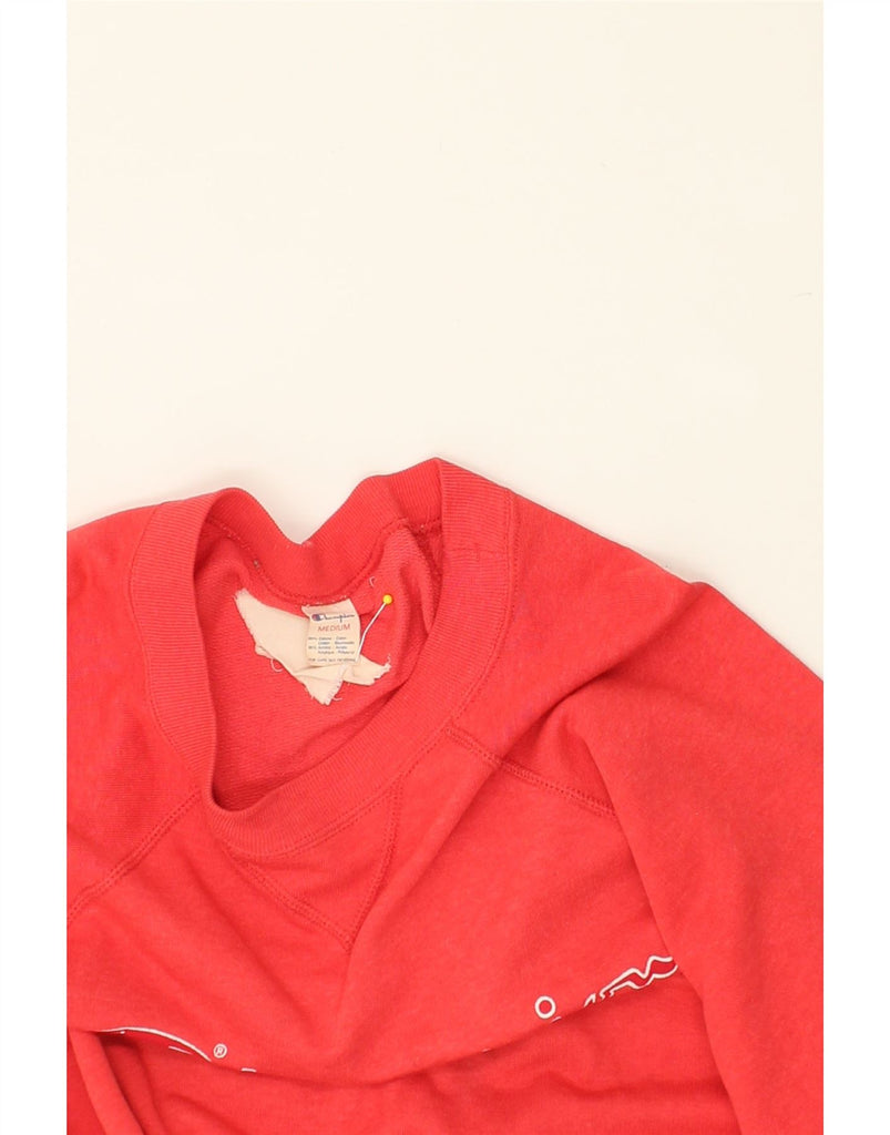 CHAMPION Womens Graphic Hoodie Jumper UK 14 Medium Red Cotton | Vintage Champion | Thrift | Second-Hand Champion | Used Clothing | Messina Hembry 