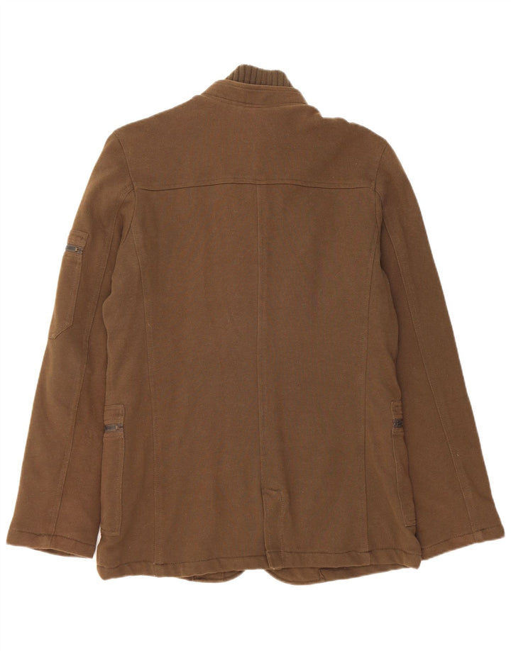 Zara Mens Windbreaker Jacket UK 38 Medium Khaki Cotton