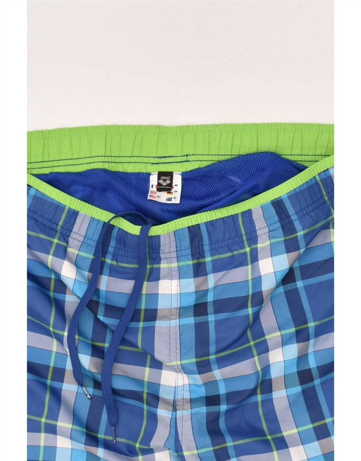 ARENA Mens Sport Shorts Large Blue Check Polyester | Vintage Arena | Thrift | Second-Hand Arena | Used Clothing | Messina Hembry 