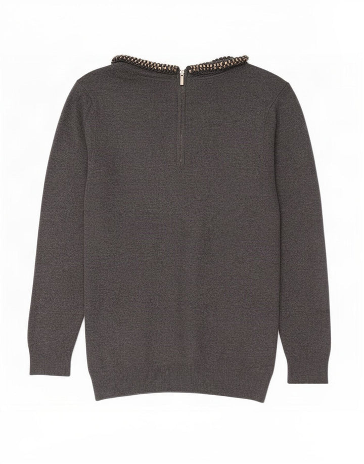 Zara Womens Boat Neck Jumper Sweater UK 10 Small Grey