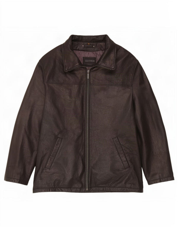 Trapper Mens Leather Jacket IT 50 Large Black