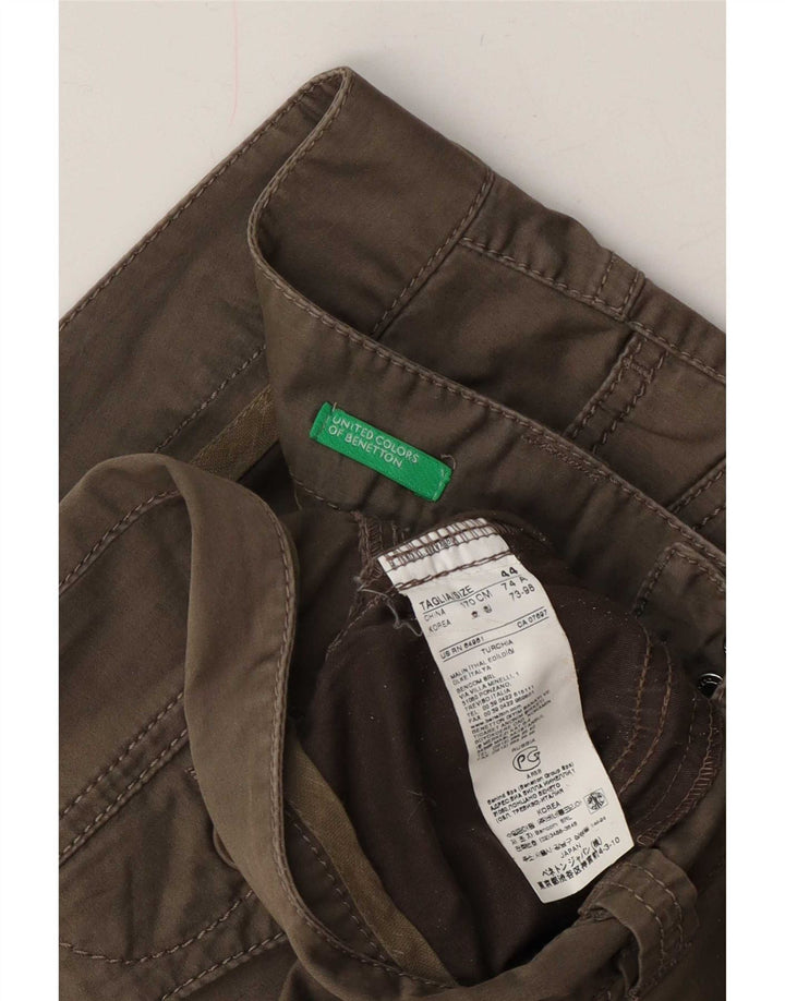 Benetton Womens Casual Shorts IT 44 Medium W30 Khaki Cotton