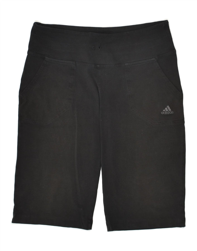 ADIDAS Womens Sport Shorts UK 12 Medium Black Cotton | Vintage Adidas | Thrift | Second-Hand Adidas | Used Clothing | Messina Hembry 