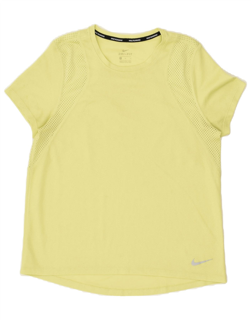 NIKE Womens Dri Fit T-Shirt Top UK 14 Medium Yellow Vintage Nike and Second-Hand Nike from Messina Hembry 