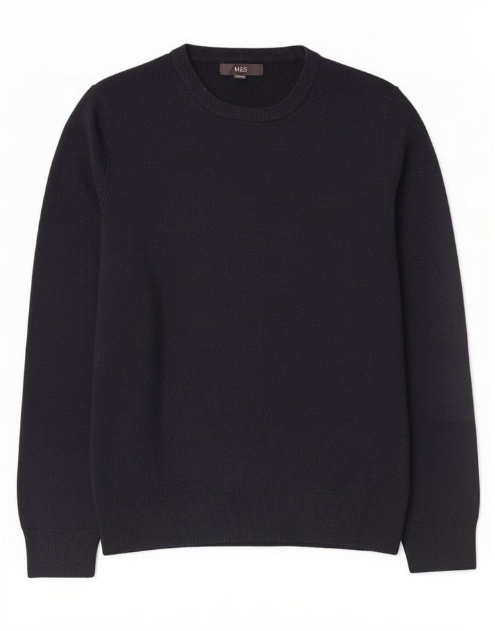 Marks & Spencer Mens Crew Neck Jumper Sweater Medium Navy Blue Acrylic