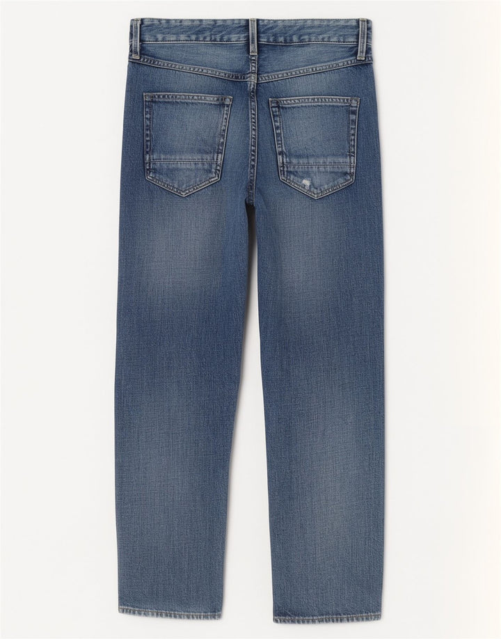 G-Star Womens Distressed Straight Jeans W24 L30 Blue Cotton