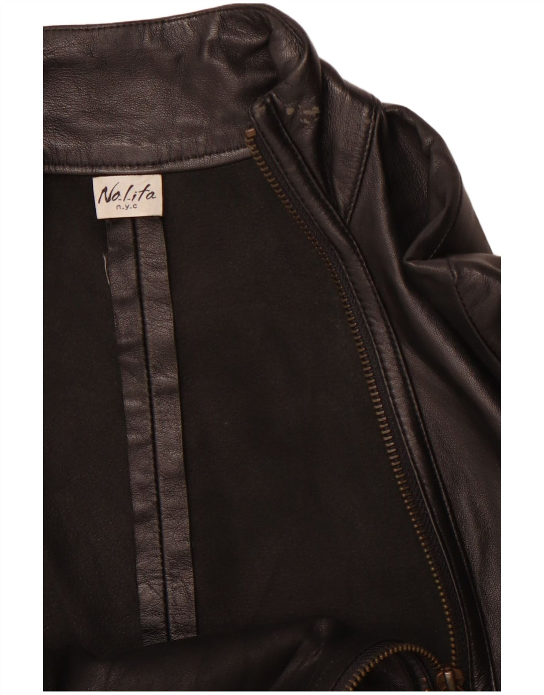 NOLITA Womens Crop Leather Racer Jacket UK 8 Small Black