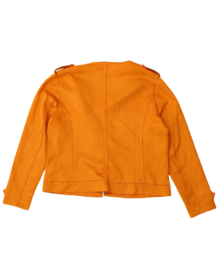 C & A Womens Crop Biker Jacket EU 44 XL Yellow Polyester