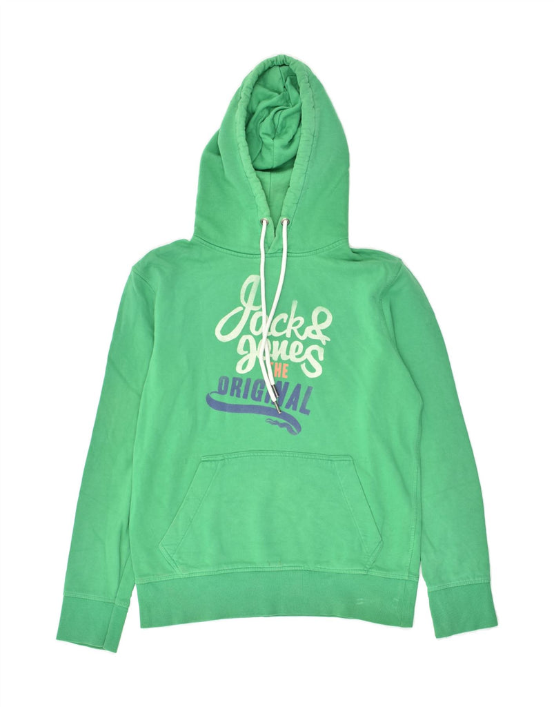 JACK & JONES Mens Graphic Hoodie Jumper Medium Green Cotton | Vintage Jack & Jones | Thrift | Second-Hand Jack & Jones | Used Clothing | Messina Hembry 