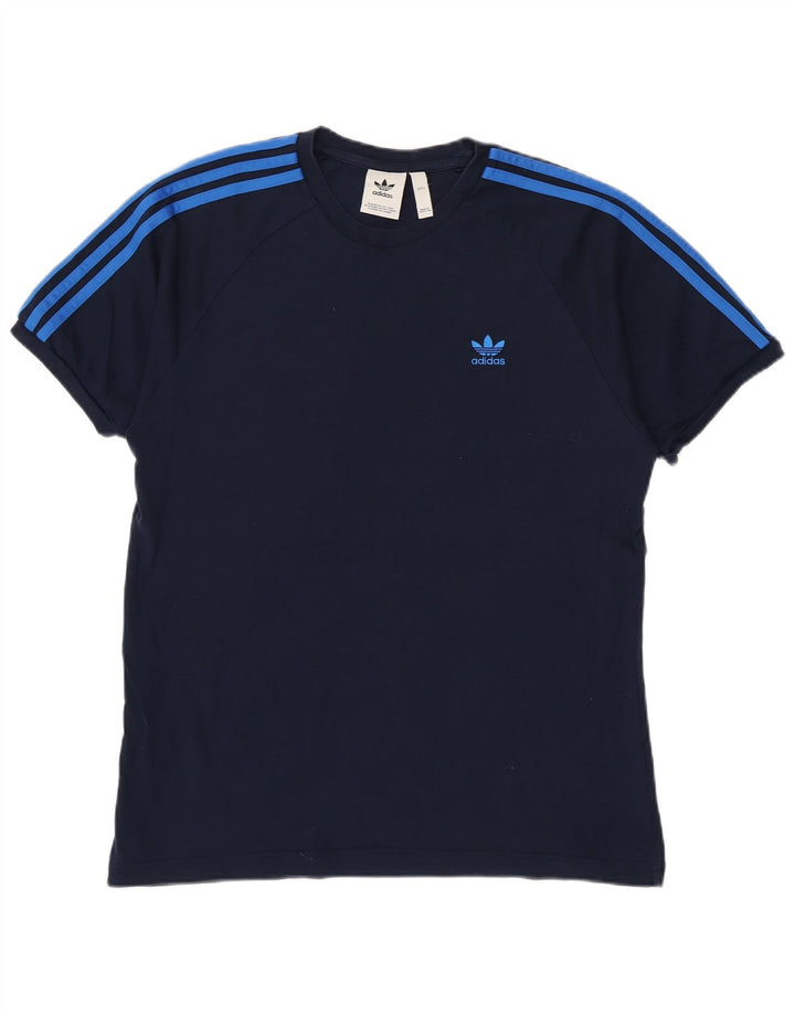 Adidas Mens T-Shirt Top Large Navy Blue Cotton