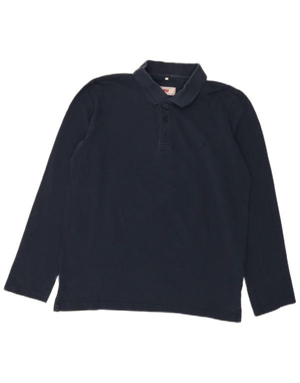 Carrera Mens Long Sleeve Regular Polo Shirt Medium Navy Blue Cotton