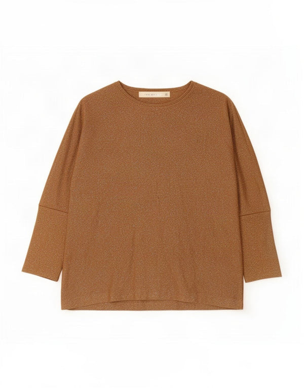 Zara Womens Oversized Top 3/4 Sleeve UK 14 Medium Brown Flecked Metallic