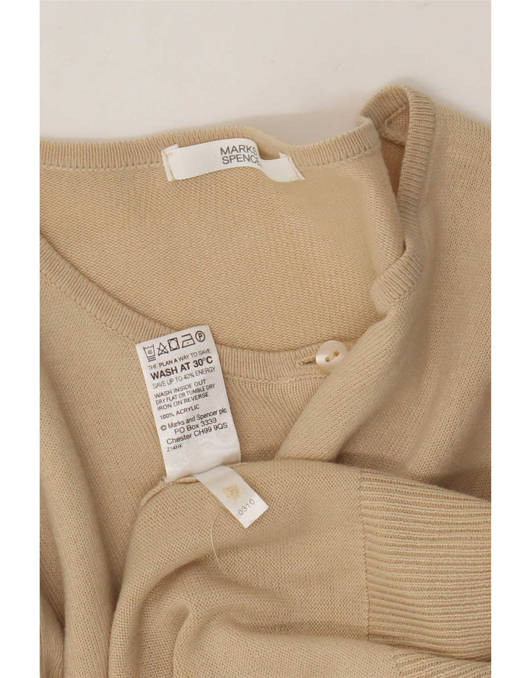 Marks & Spencer Womens Cardigan Sweater UK 14 Medium Beige Acrylic