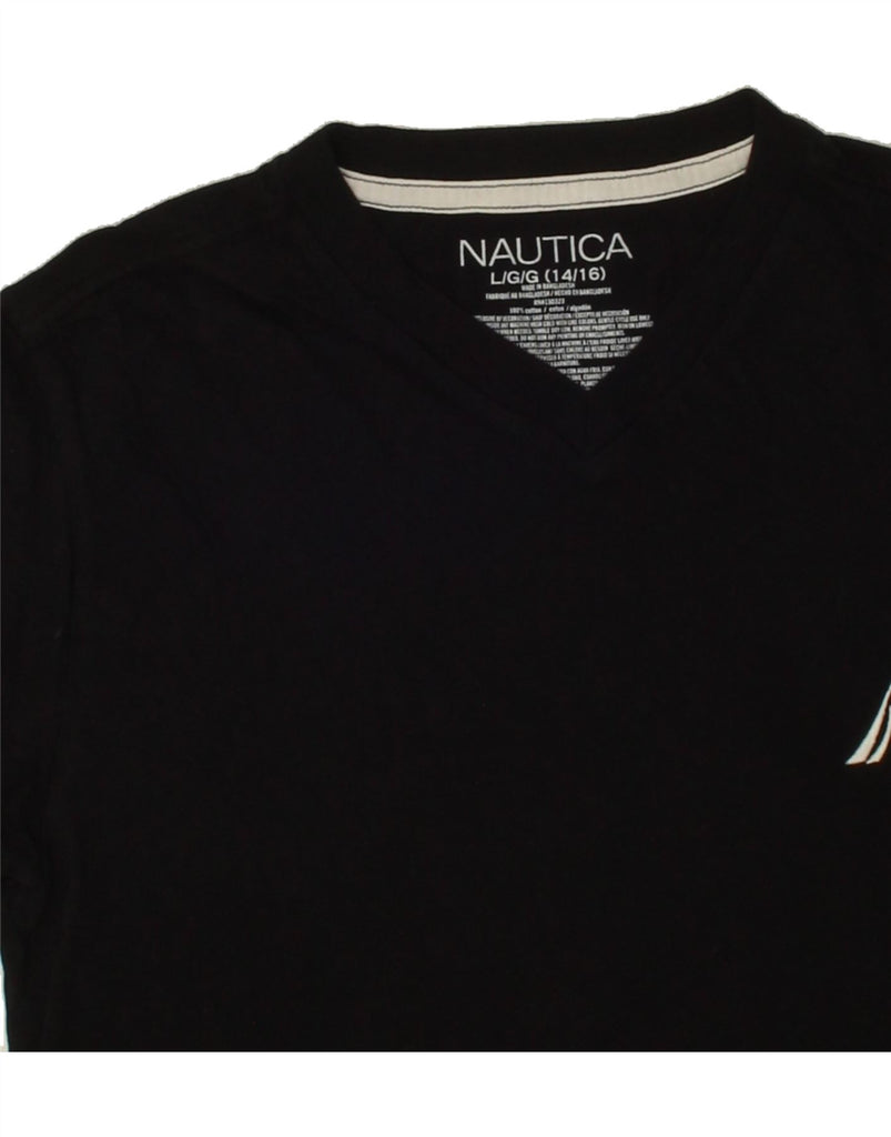 NAUTICA Boys T-Shirt Top 14-15 Years Large Black Cotton Vintage Nautica and Second-Hand Nautica from Messina Hembry 