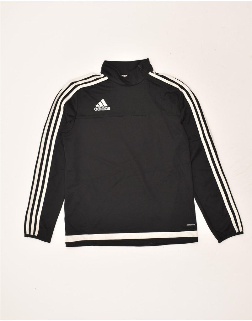 ADIDAS Boys Zip Neck Top Long Sleeve 13-14 Years Black Polyester | Vintage Adidas | Thrift | Second-Hand Adidas | Used Clothing | Messina Hembry 