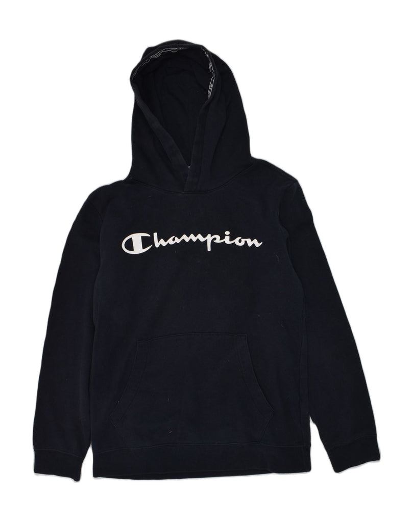 CHAMPION Boys Graphic Hoodie Jumper 13-14 Years XL Black Cotton | Vintage Champion | Thrift | Second-Hand Champion | Used Clothing | Messina Hembry 